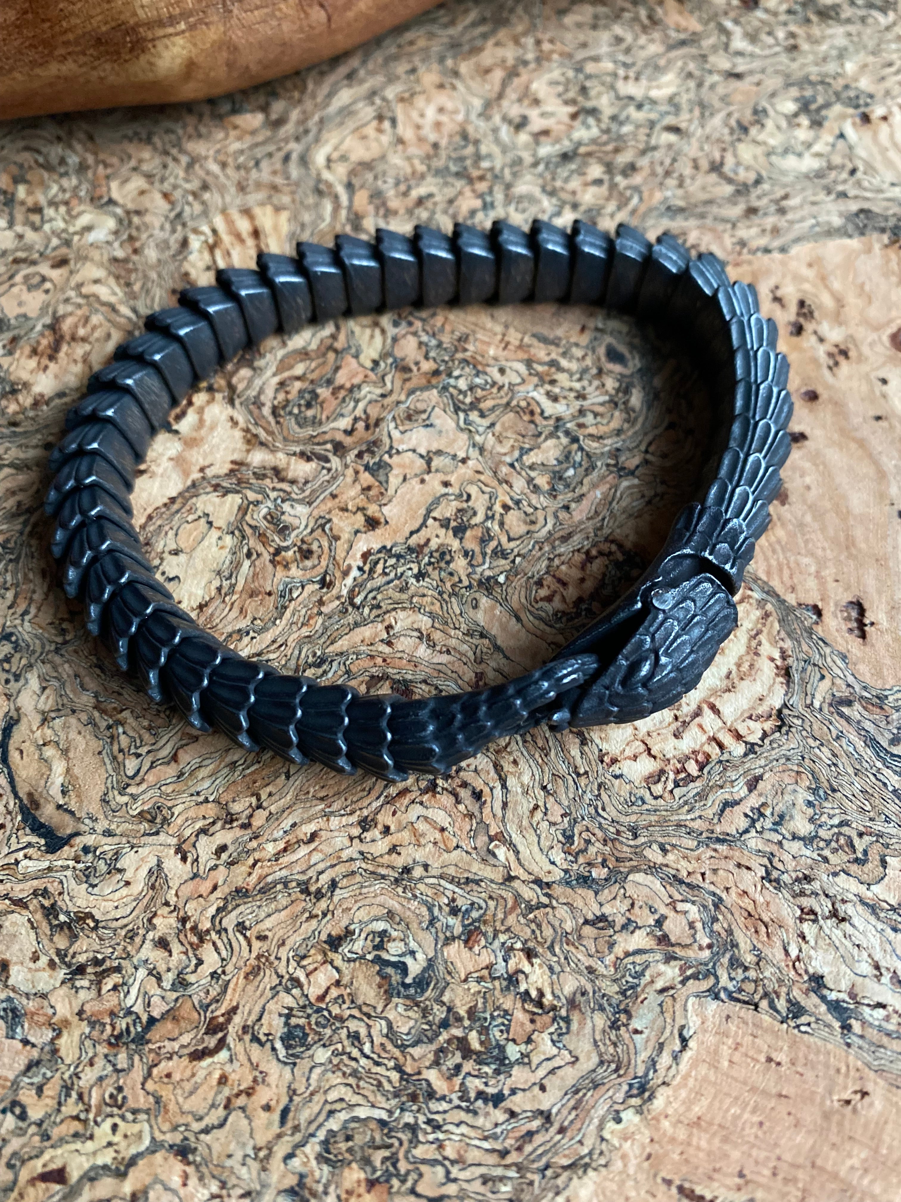 Jormungandr World-Serpent Segmented Steel Nordic Bracelet 19cm