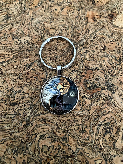 The Yggdrasil Tree of Two Realms - Vibrant Viking Key ring