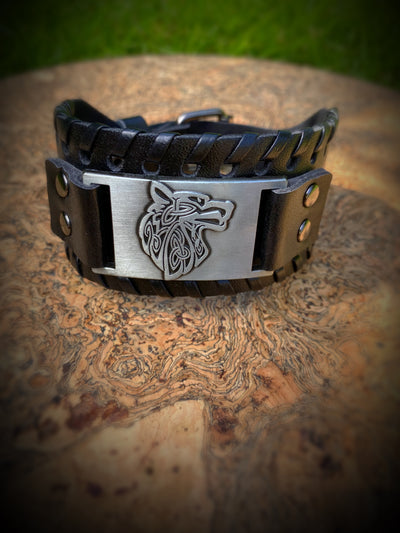 The Fenrir Wolf Leather Viking Bracelet