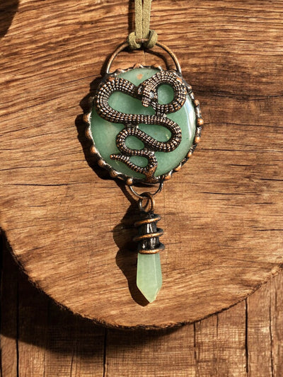 The Green Aventurine Serpent Pagan Necklace