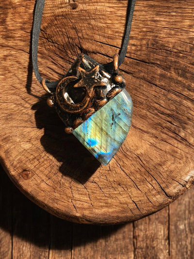 The Bronzed Skies Labradorite Moonstone Pagan Necklace