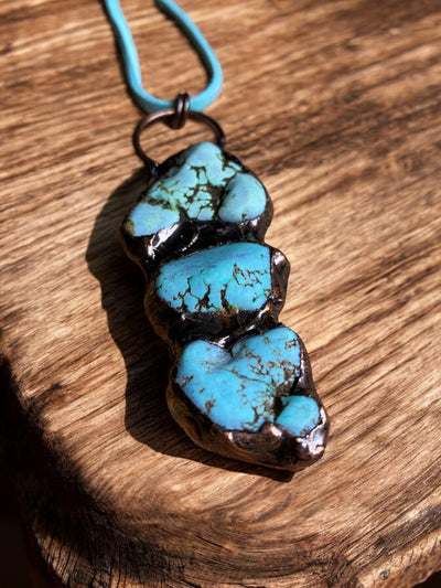 Large Turquoise Stone Crystal Pagan Necklace