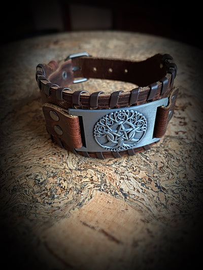 The Powerful Yggdrasil Tree Leather Viking Bracelet