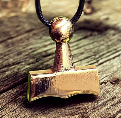 Premium Rustic Brass Modern Age Thor Hammer Necklace