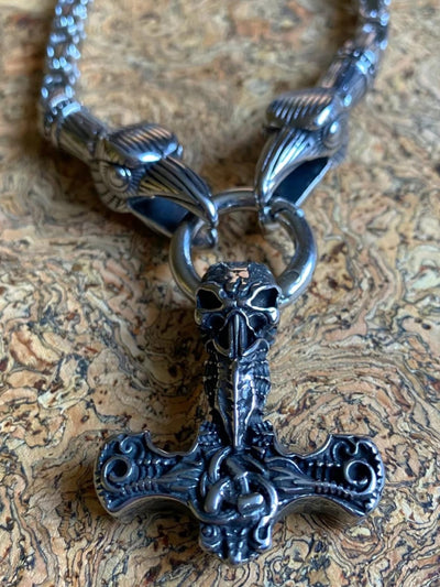 Ravens Premium Rustic Thor Hammer Viking Necklace