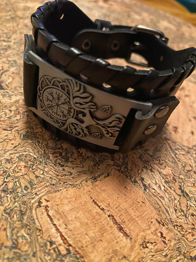 The Vegvisir Phoenix Leather Viking Bracelet