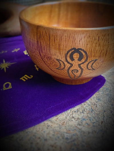 Premium Pagan Wooden Ritual Bowl