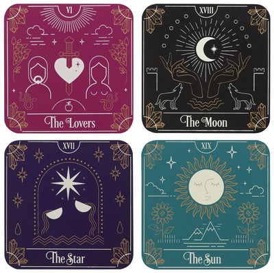 Premium Pagan Tarot Card Coaster Set